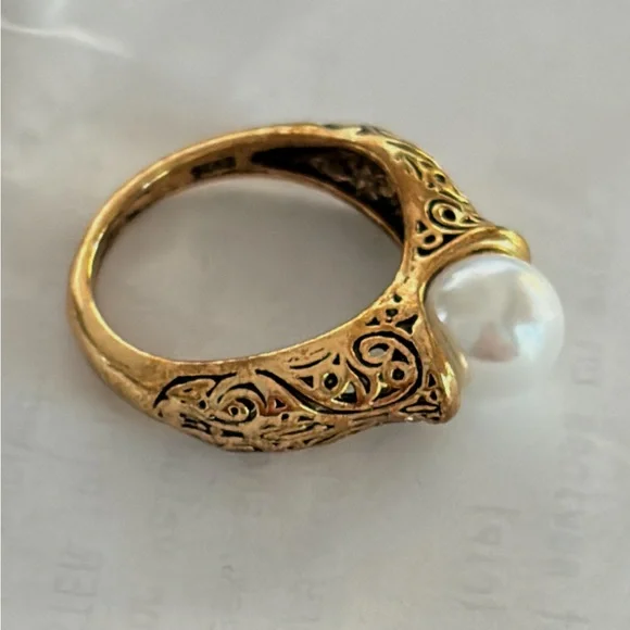 Pearl ring 925 stamped size 7 - Picture 2 of 5